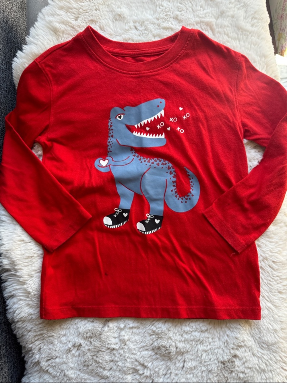 Cat & Jack 5T Red Dino Graphic Long-Sleeve Tee for Kids